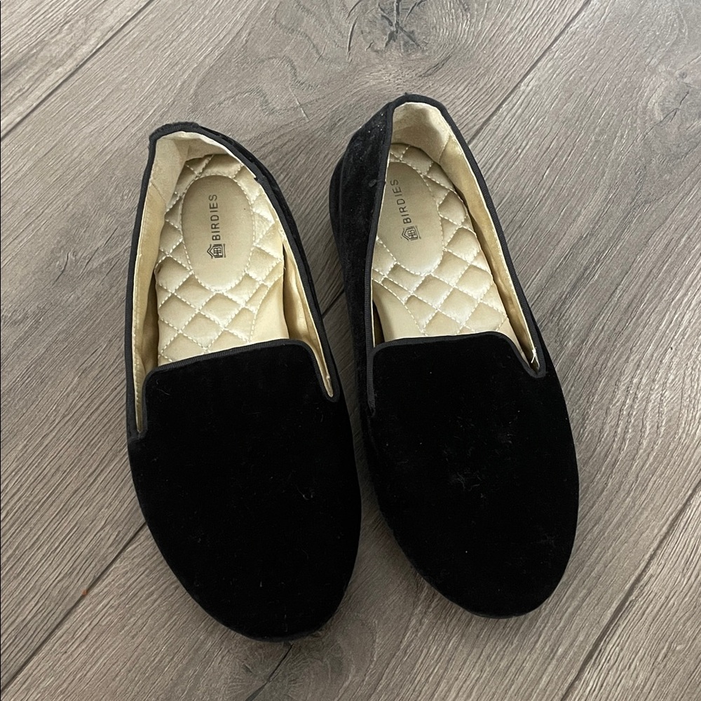 Birdies The Starling Black Velvet Flats Sz:7